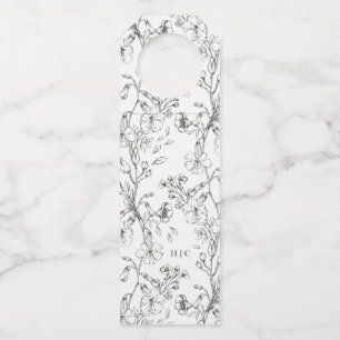 Étiquettes Pour Bouteilles Beau Mariage à croquis de Monogramme Floral