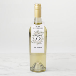 Étiquettes Pour Bouteilles Beau Pastel Floral 75e ANNIVERSAIRE
