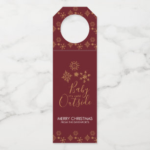 Étiquettes Pour Bouteilles Bébé c'est froid dehors Golden Snowflakes