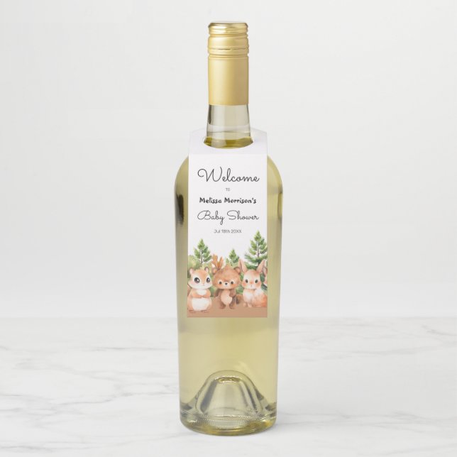 Étiquettes Pour Bouteilles Bébé en bois Douche garçon (Sur bouteille)