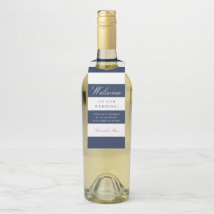 Étiquettes Pour Bouteilles Bienvenue au mariage Navy & White Stripe