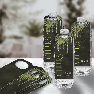 Étiquettes Pour Bouteilles Bijoux Mariage feuille de palme Cheers vert ID830