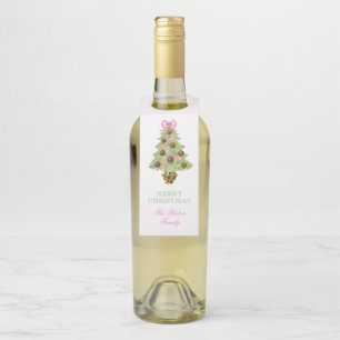 Étiquettes Pour Bouteilles Blason de monogramme de Noël léopard Preppy aquare
