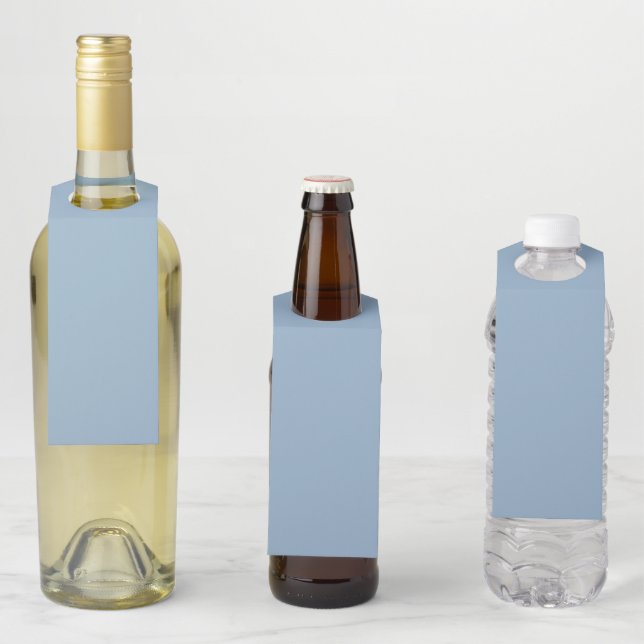 Étiquettes Pour Bouteilles Bleu pâle pastel uni couleur unie (En situation)
