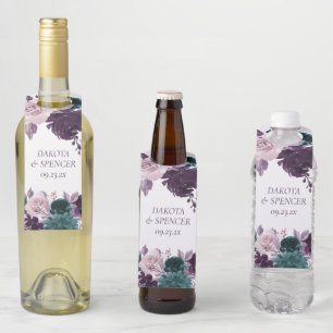 Étiquettes Pour Bouteilles Bohème Mélancolique   Personnalisé Aubergine Viole