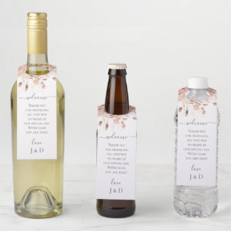Étiquettes Pour Bouteilles Boho Dried Watercolor Floral Wedding