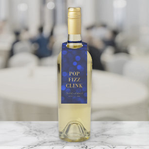 Étiquettes Pour Bouteilles Bokeh Bleu Saphir Faux Or Pop Fizz Clink