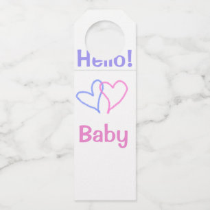 Étiquettes Pour Bouteilles Bonjour bébé rose violet cœur aquarelle boho