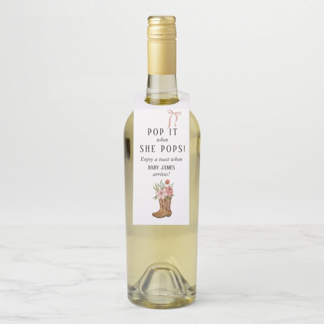 Étiquettes Pour Bouteilles Boots and Bows POP IT  (Sur bouteille)