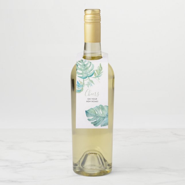 Étiquettes Pour Bouteilles Cadeau de pendaison de crémaillère de vin tropical (Sur bouteille)