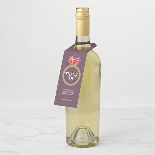 Étiquettes Pour Bouteilles Cadeau de vin rouge pour les 40 ans de mariage - N (Incliné)