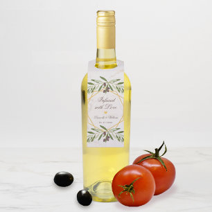 Étiquettes Pour Bouteilles Cadeaux de mariage à l'huile d'olive imprégnés de 