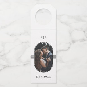 Étiquettes Pour Bouteilles Cadre élégant Mariage photo noir et blanc
