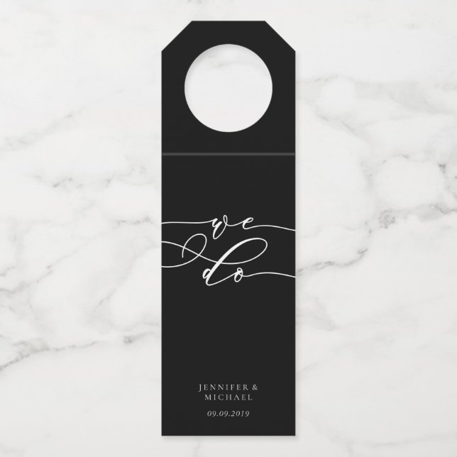Étiquettes Pour Bouteilles Calligraphie Noir Simple Minimal WE faisons (Devant)