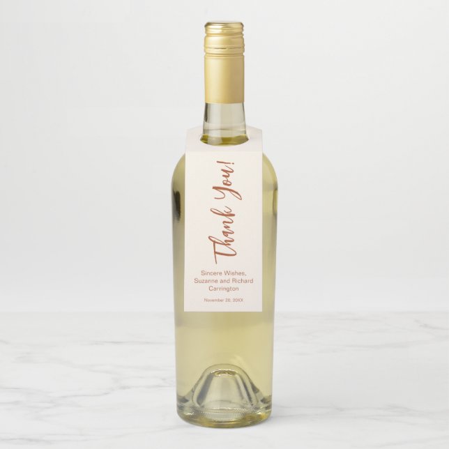 Étiquettes Pour Bouteilles Calligraphie simple et moderne Merci. (Sur bouteille)