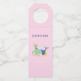 Étiquettes Pour Bouteilles Capricorne rose, zodiaque, impression d'étoiles