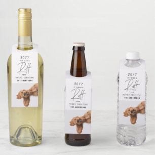 Étiquettes Pour Bouteilles carte de Noël chien drôle ruff année en revue