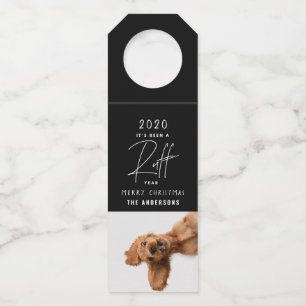 Étiquettes Pour Bouteilles carte de Noël chien drôle ruff année en revue