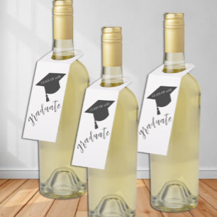 Étiquettes Pour Bouteilles Casquette de remise de diplôme minimaliste noir et