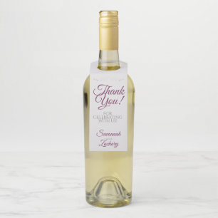 Étiquettes Pour Bouteilles Cassis Violet et Gris Mariage Élégant Remerciement