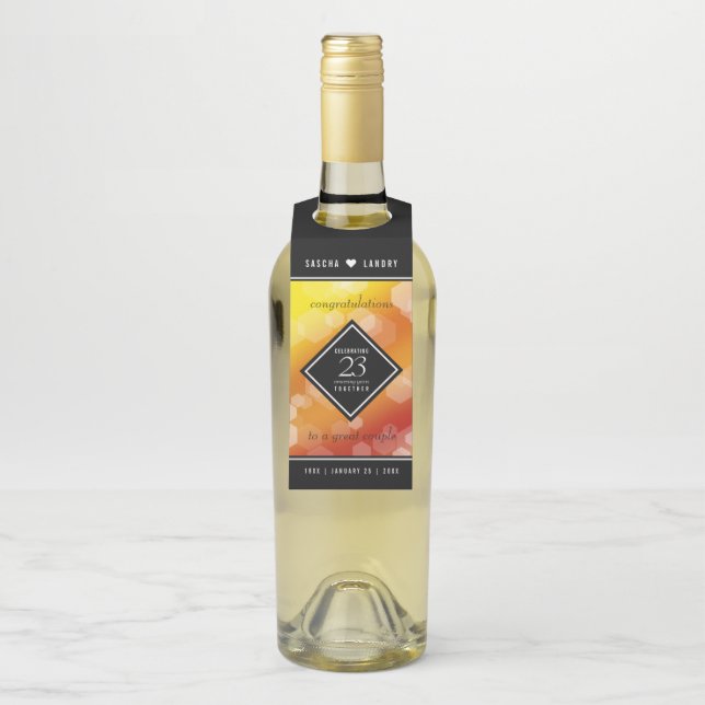 Étiquettes Pour Bouteilles Célébration du 23e anniversaire de mariage Topaze  (Sur bouteille)