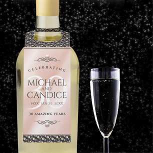 Étiquettes Pour Bouteilles Célébration élégante du 30e anniversaire de mariag