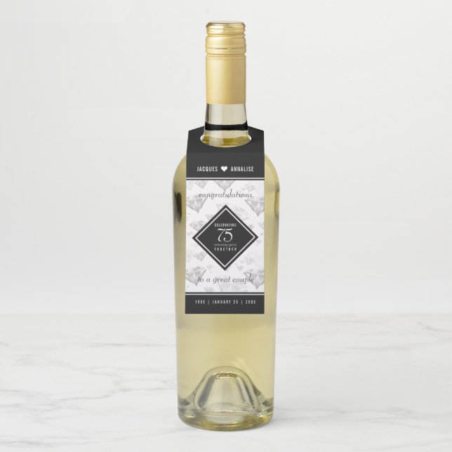 Étiquettes Pour Bouteilles Célébration élégante du 75e anniversaire de mariag (Sur bouteille)