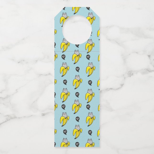 Étiquettes Pour Bouteilles Chat dans une banane (Devant)