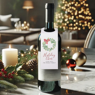 Étiquettes Pour Bouteilles Chemise d'aquarelle et Bow rouge