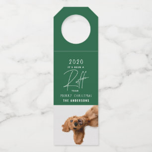 Étiquettes Pour Bouteilles Chien de Noël drôle ruff année dans la carte d'exa
