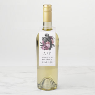 Étiquettes Pour Bouteilles Chouette gothique de Glam de Mauve Chouette Mariag