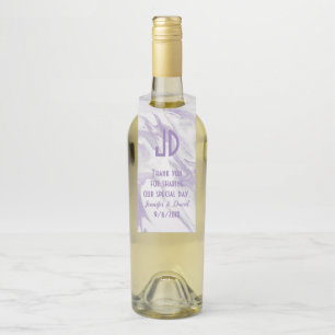Étiquettes Pour Bouteilles Cintre à vin de mariage marbré violet et blanc