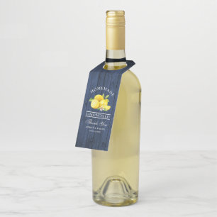 Étiquettes Pour Bouteilles Citrons Bleu Bois Limoncello Merci