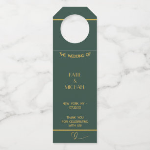 Étiquettes Pour Bouteilles Classic Green & Gold Bottle Hanger Tags - Luxury D