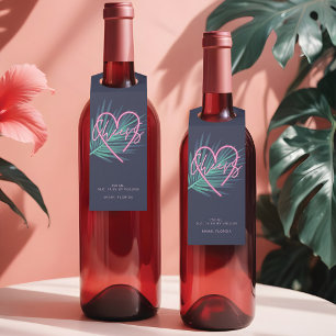Étiquettes Pour Bouteilles Cocktail électrique Love Neon Pink Tropical Retro