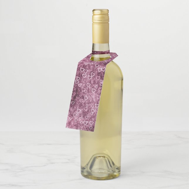 Étiquettes Pour Bouteilles Coeurs tombants - Rose (Incliné)