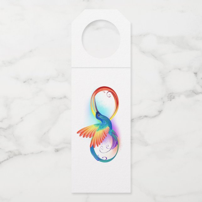 Étiquettes Pour Bouteilles Colibri arc-en-ciel avec symbole Infinity (Devant)