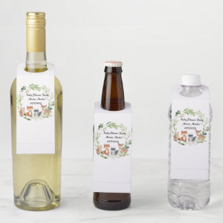 Étiquettes Pour Bouteilles conception de baby shower animal de forêt