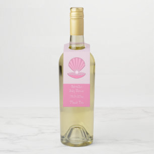 Étiquettes Pour Bouteilles Coquille d'huîtres pour fille rose et Baby shower