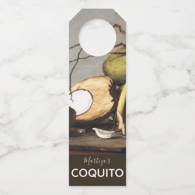 Étiquettes Pour Bouteilles Coquito Classique Personnalisé à la Noix de Coco (Devant)