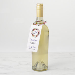 Étiquettes Pour Bouteilles Courbe de fleurs violettes et blanches profondes -