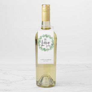 Étiquettes Pour Bouteilles Couronne de eucalyptus 'Laissez l'amour grandir' M