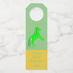 Étiquettes Pour Bouteilles Cute Irlandais Green et or Unicorn Custom