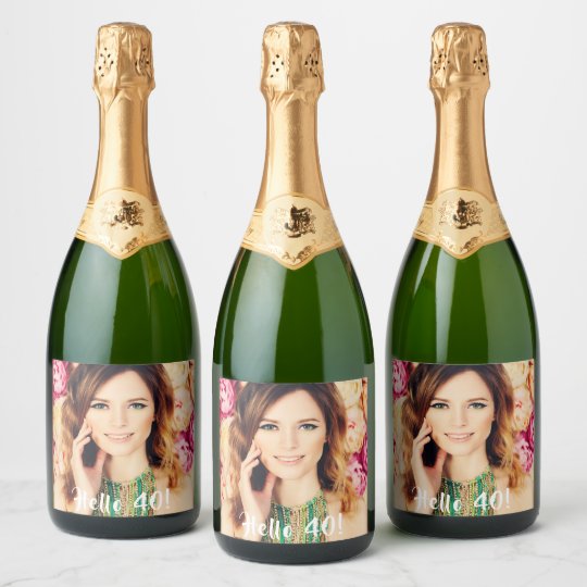 Etiquettes Pour Bouteilles De Champagne 40eme Anniversaire Photo Personnalisable Zazzle Fr