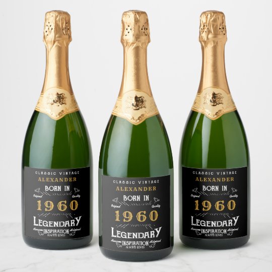 Etiquettes Pour Bouteilles De Champagne Anniversaire Personnalise 1960 Ajouter Votre Nom L Zazzle Fr