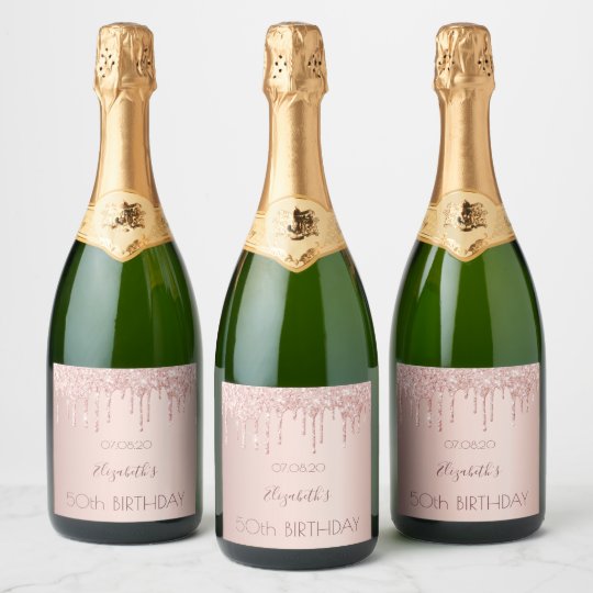 Etiquettes Pour Bouteilles De Champagne Soiree D Anniversaire Parties Scintillant D Or Ros Zazzle Fr