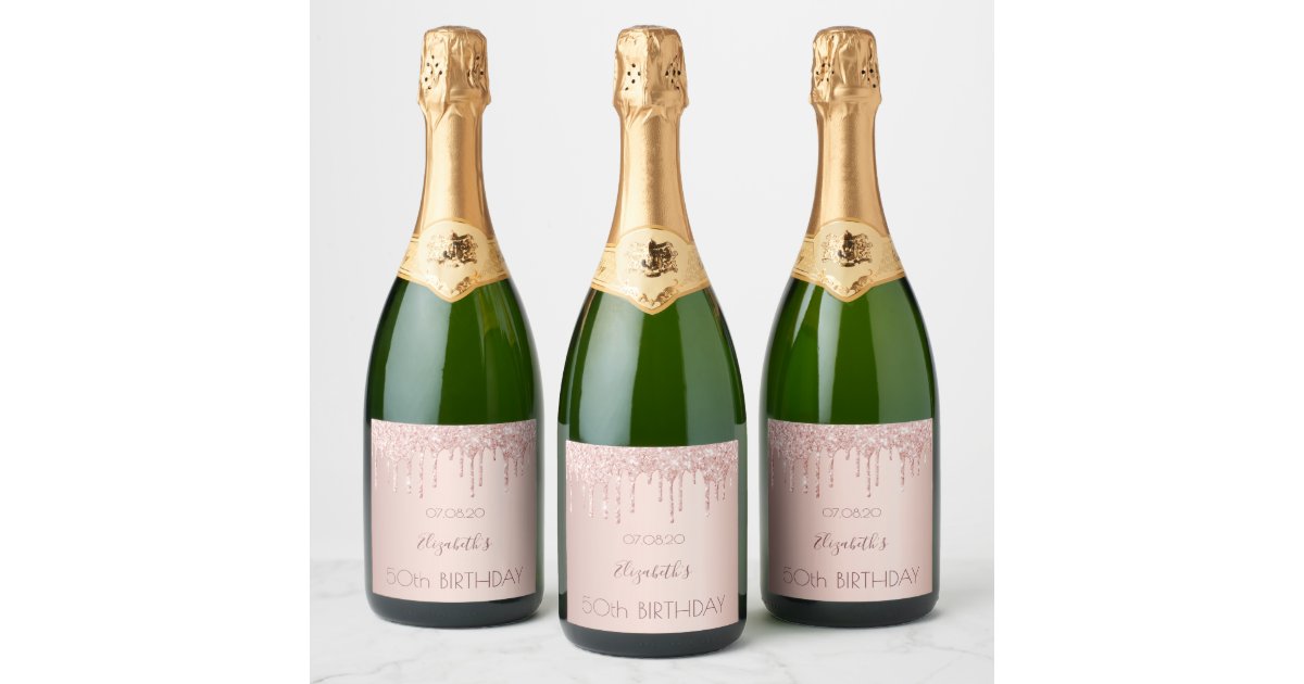 Etiquettes Pour Bouteilles De Champagne Soiree D Anniversaire Parties Scintillant D Or Ros Zazzle Fr