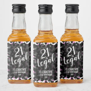 Étiquettes Pour Bouteilles De Liqueur 21 et Légal Pink Black Leopard Custom Mini