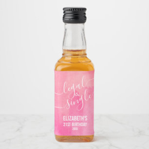 Étiquettes Pour Bouteilles De Liqueur 21 Mini personnalisé légal et rose simple