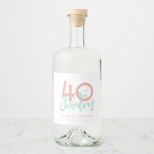 Étiquettes Pour Bouteilles De Liqueur 40 et fabuleux rose (Devant)